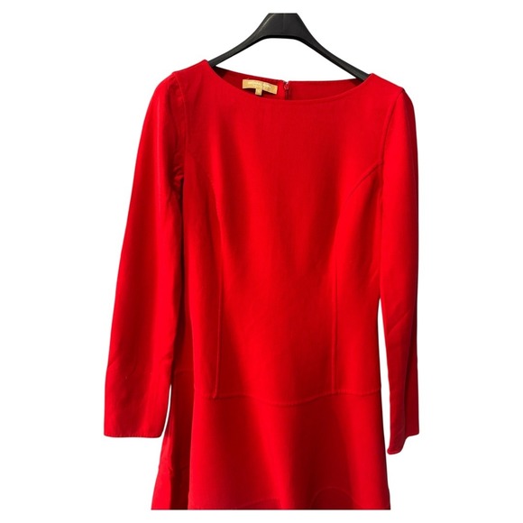 Michael Kors Crimson Red Wool Blend Long Sleeve Fit Flare Dress size 10 - Picture 2 of 5